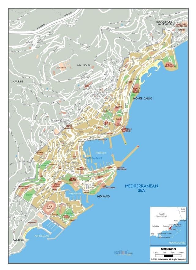 Monaco roads map